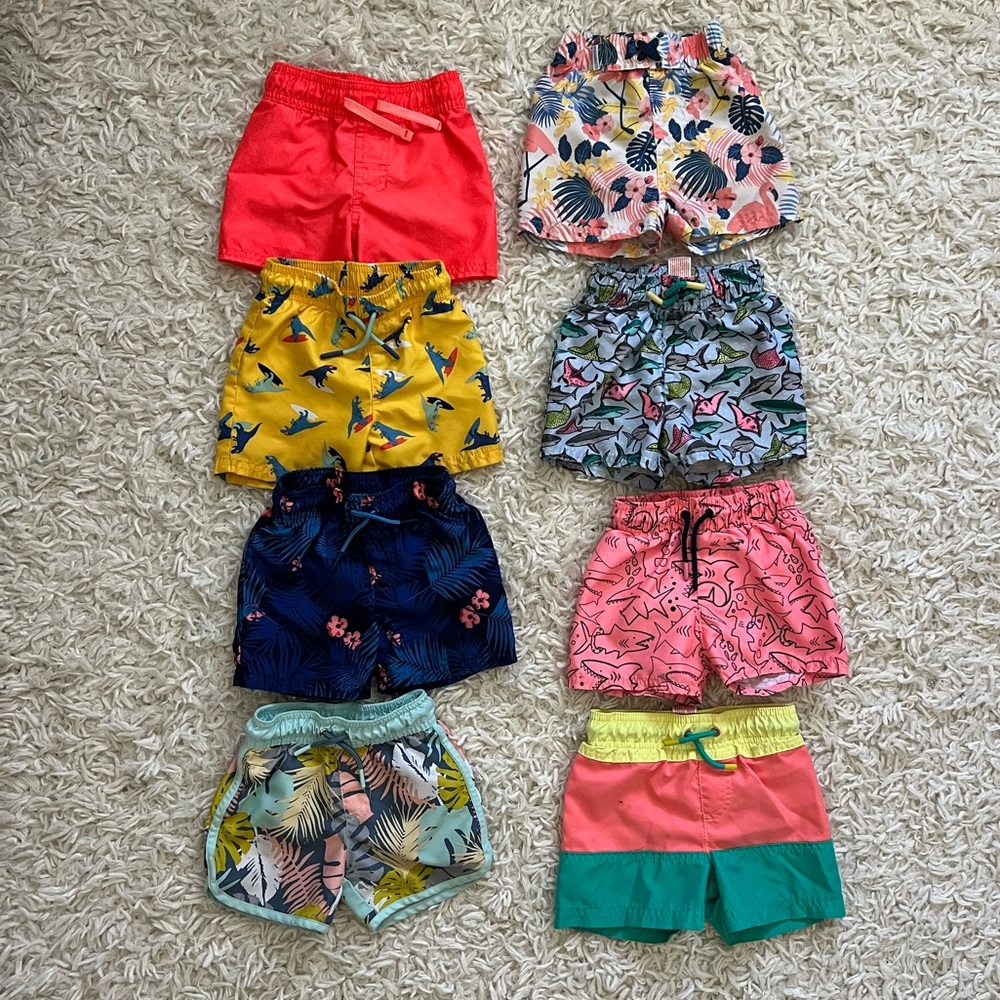 12-18 Month Toddler Swim Trunks, Set of 8